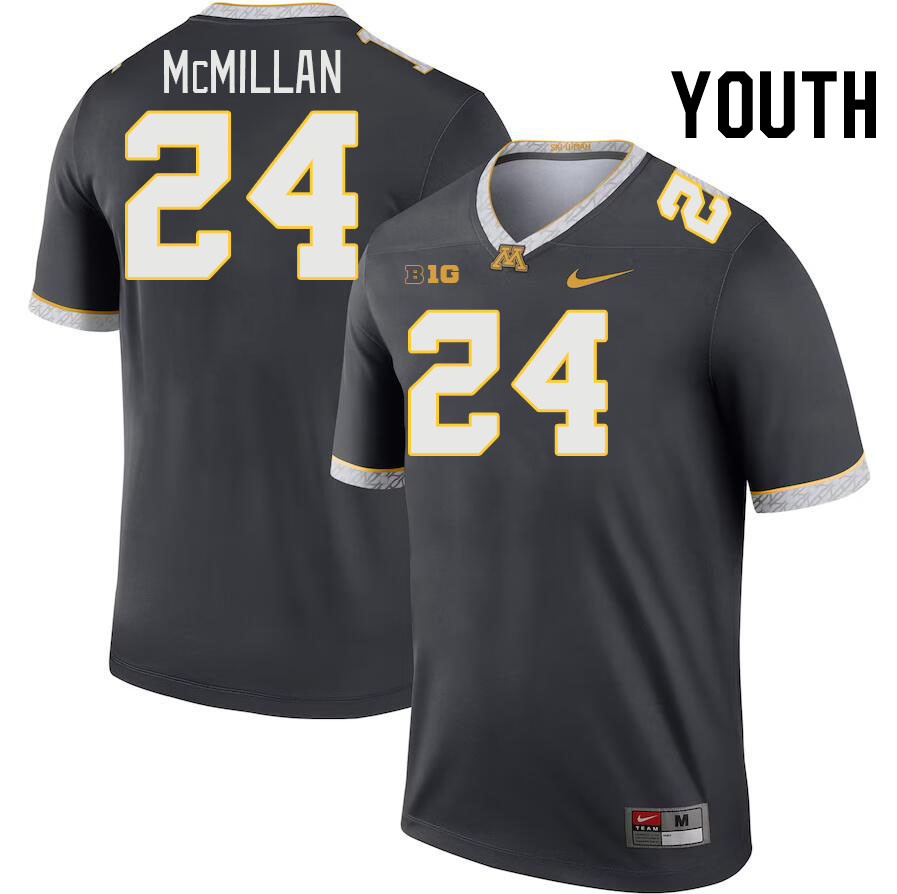 Youth #24 Jai'Onte McMillan Minnesota Golden Gophers College Football Jerseys Stitched-Charcoal